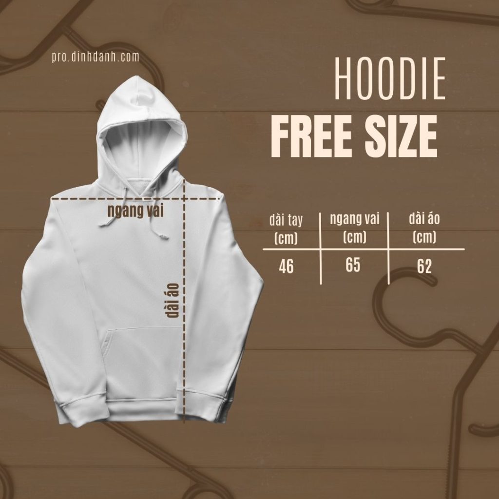 Bảng size áo hoodie tay dài